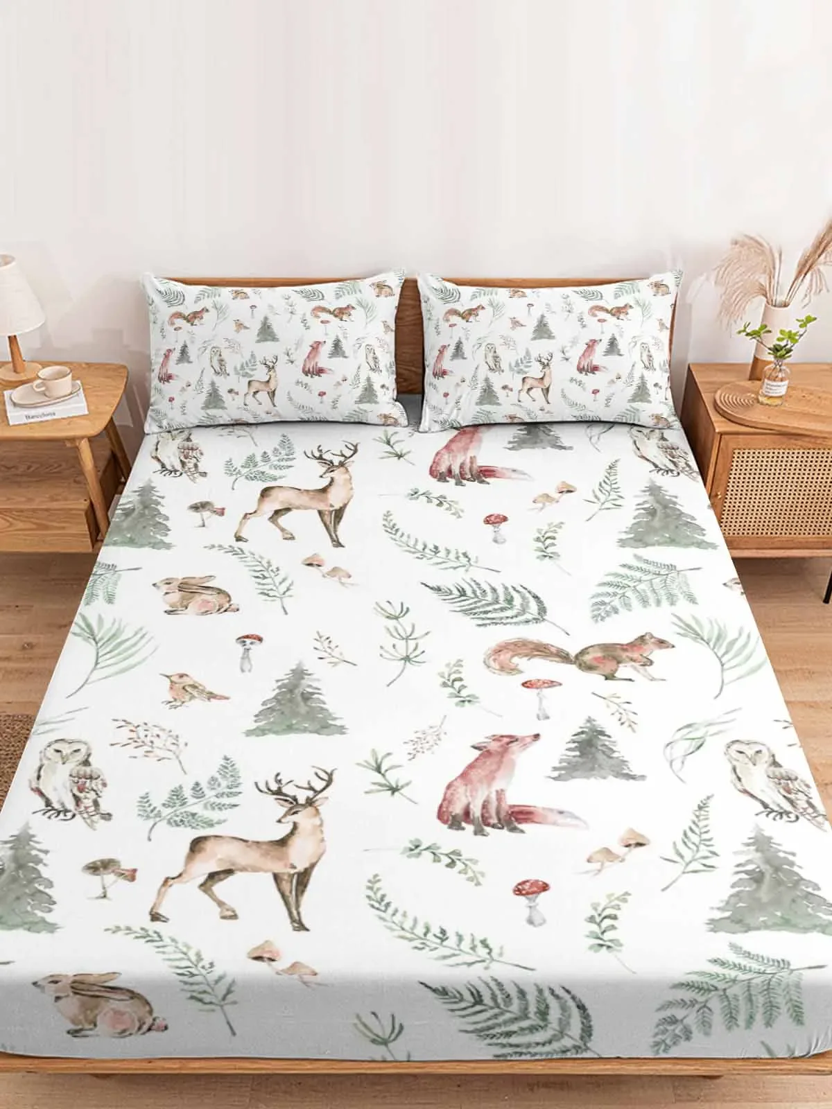 Christmas Tree Elk Fox Squirrel Leaf Mushroom Fitted Sheet Mattress Cover Four Corners Elastic Band Bed Sheet With Pilllowcase
Christmas Tree Elk Fox Squirrel Leaf Mushroom Fitted Sheet Mattress Cover Four Corners Elastic Band Bed Sheet With Pilllowcase