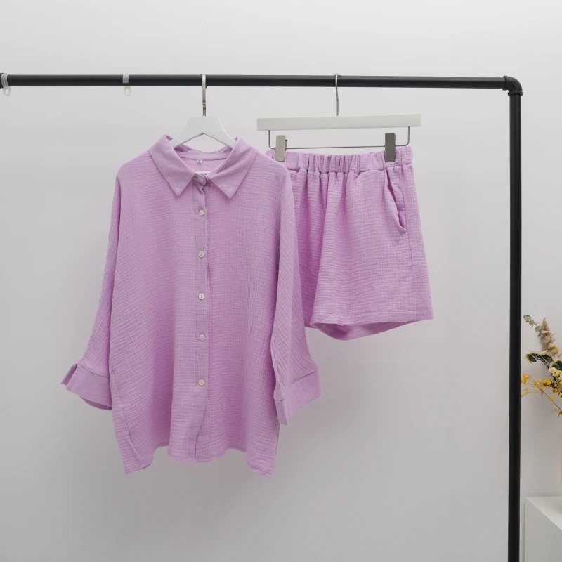 Langarm Shirts Und Lose Hohe Taille Mini Shorts Sets Sommer Loung Tragen frauen Pyjamas Anzüge Casual Oberbekleidung Zwei stück Set Langarm Shirts Und Lose Hohe Taille Mini Shorts Sets Sommer Loung Tragen frauen Pyjamas Anzüge Casual Oberbekleidung Zwei stück Set