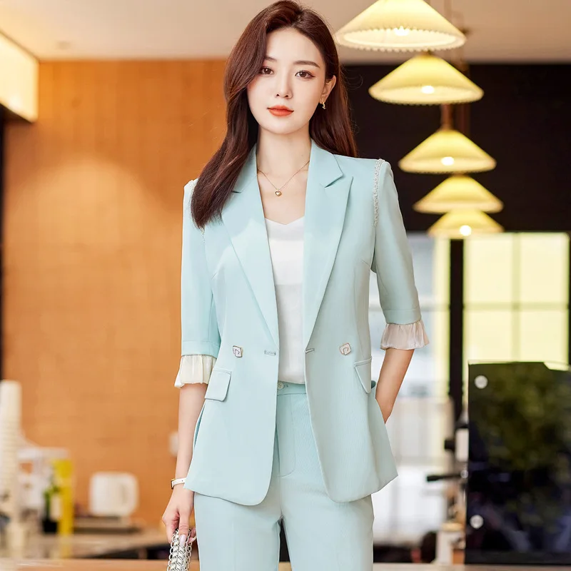 Blue Suit Jacket Women's Summer Thin Elegant Goddess Style Professional Suit Design Sense Three-Quarter Sleeve Casual Suit
Blue Suit Jacket Women's Summer Thin Elegant Goddess Style Professional Suit Design Sense Three-Quarter Sleeve Casual Suit