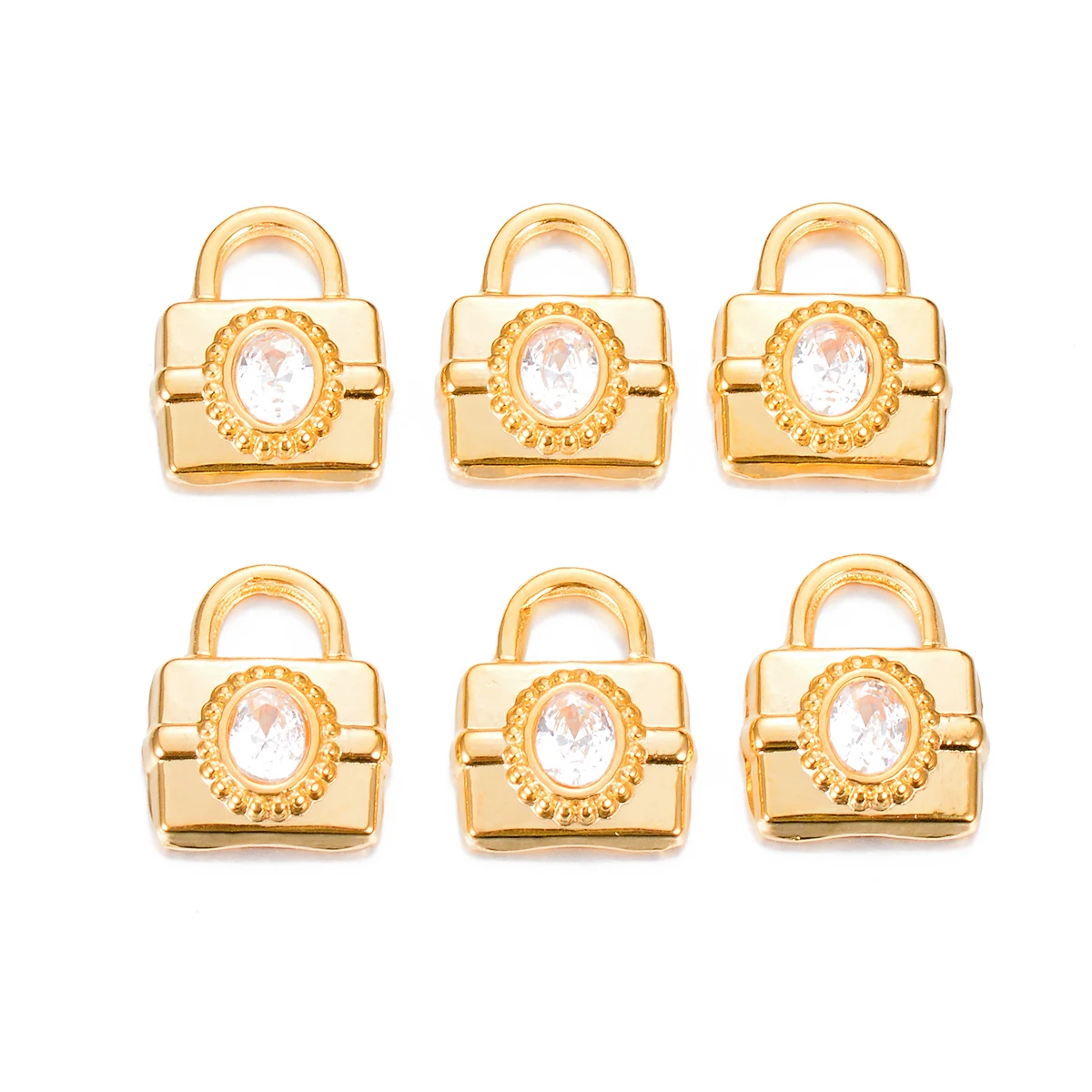 6pcs Stainless Steel Gold Zircon Lock Charms Pendants for Earrings Necklace Bracelet DIY Jewelry Making Wholesale
6pcs Stainless Steel Gold Zircon Lock Charms Pendants for Earrings Necklace Bracelet DIY Jewelry Making Wholesale