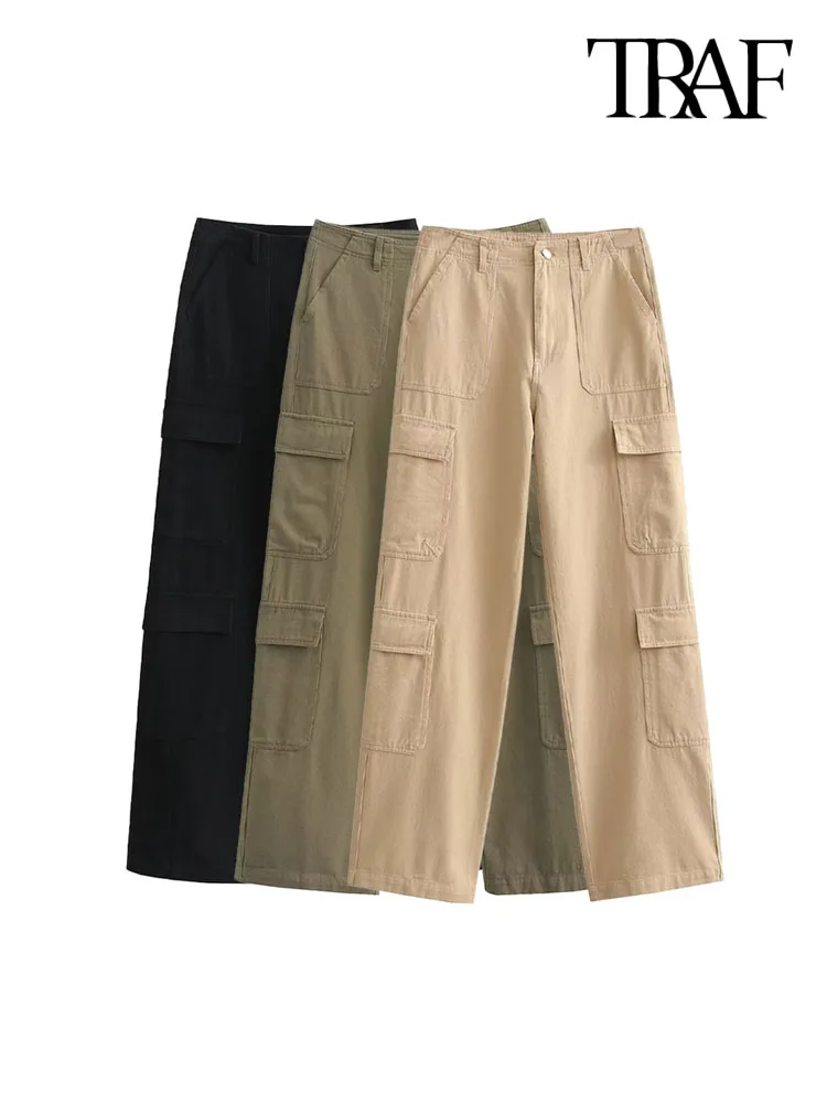 TRAF Women Fashion With Pockets Straight Cargo Pants Vintage High Waist Zipper Fly Female Trousers Mujer
TRAF Women Fashion With Pockets Straight Cargo Pants Vintage High Waist Zipper Fly Female Trousers Mujer