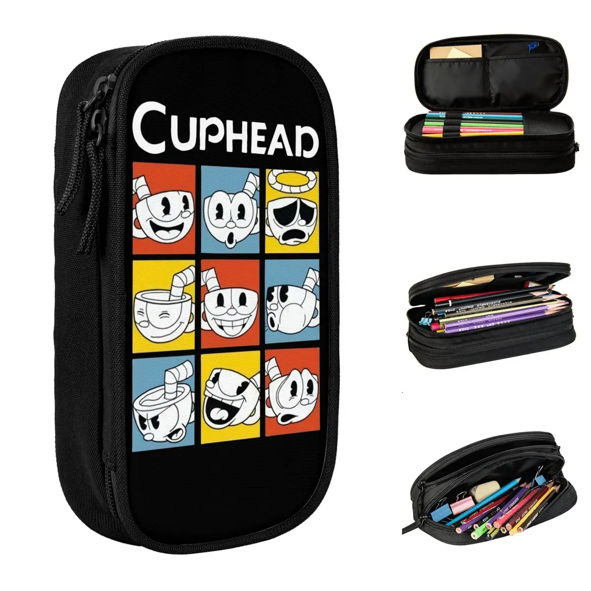 

The Cuphead Meme Pencil Cases Game Anime Pen Holder Pencil Bags for Student Large Storage Students School Gift Pencil Box