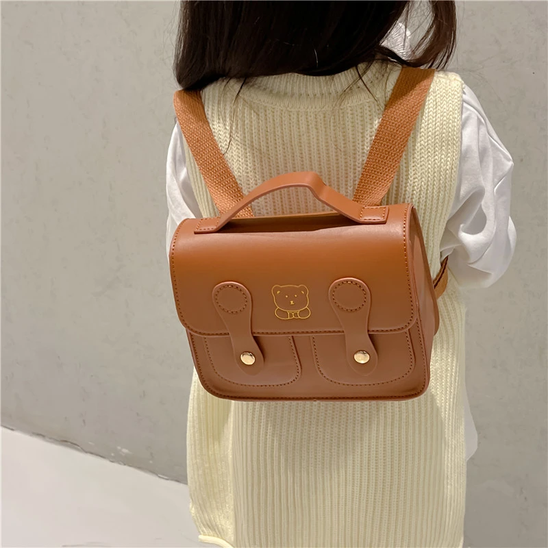 

Japanese Style Vintage Cambridge Bag Little Girls Small Flap Messenger Bag Cute Bear Pattern Shoulder Bag Briefcase Uniform Bag