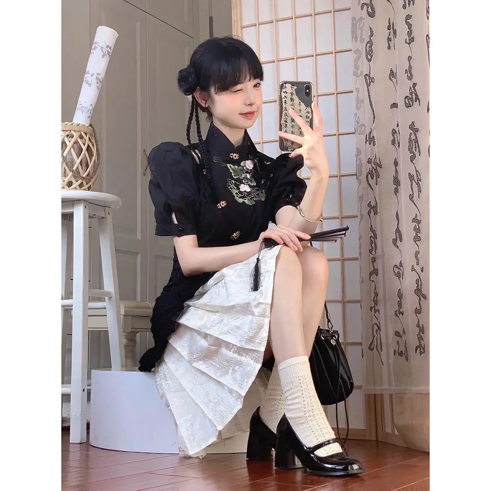 Женское платье Cheongsam с двойным рукавом с пузырьковым рукавом, новое китайское платье в национальном стиле, темперамент, тонкое элегантное платье 2024
Женское платье Cheongsam с двойным рукавом с пузырьковым рукавом, новое китайское платье в национальном стиле, темперамент, тонкое элегантное платье 2024