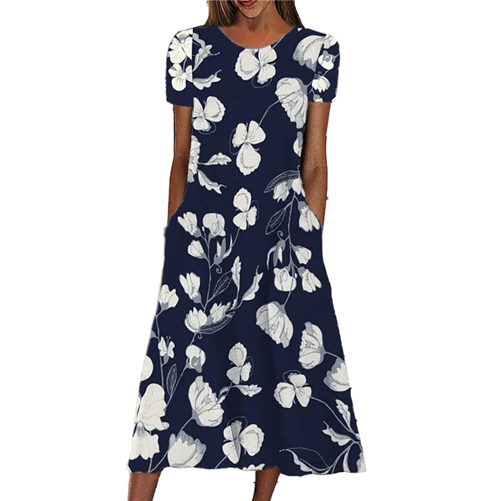 Female Women's Dress Loose Print Round Neck Short Sleeve Slightly Elastic Spring Summer Women Women Clothes Comfy
Female Women's Dress Loose Print Round Neck Short Sleeve Slightly Elastic Spring Summer Women Women Clothes Comfy