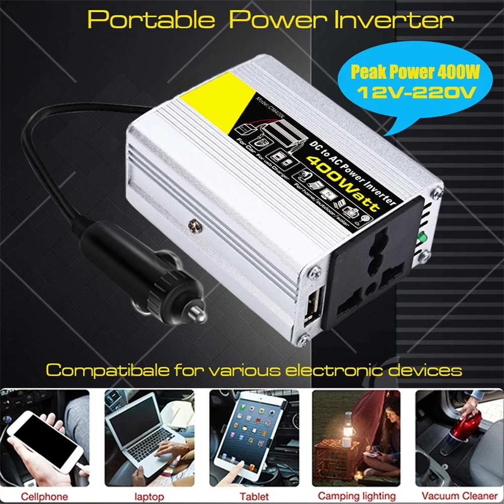 Car Inverter Vehicle Power Inverter 400W 12V DC To 220V AC Car Converter Universal Vehicle Mounted Solar Inverter Conversion USB
Car Inverter Vehicle Power Inverter 400W 12V DC To 220V AC Car Converter Universal Vehicle Mounted Solar Inverter Conversion USB