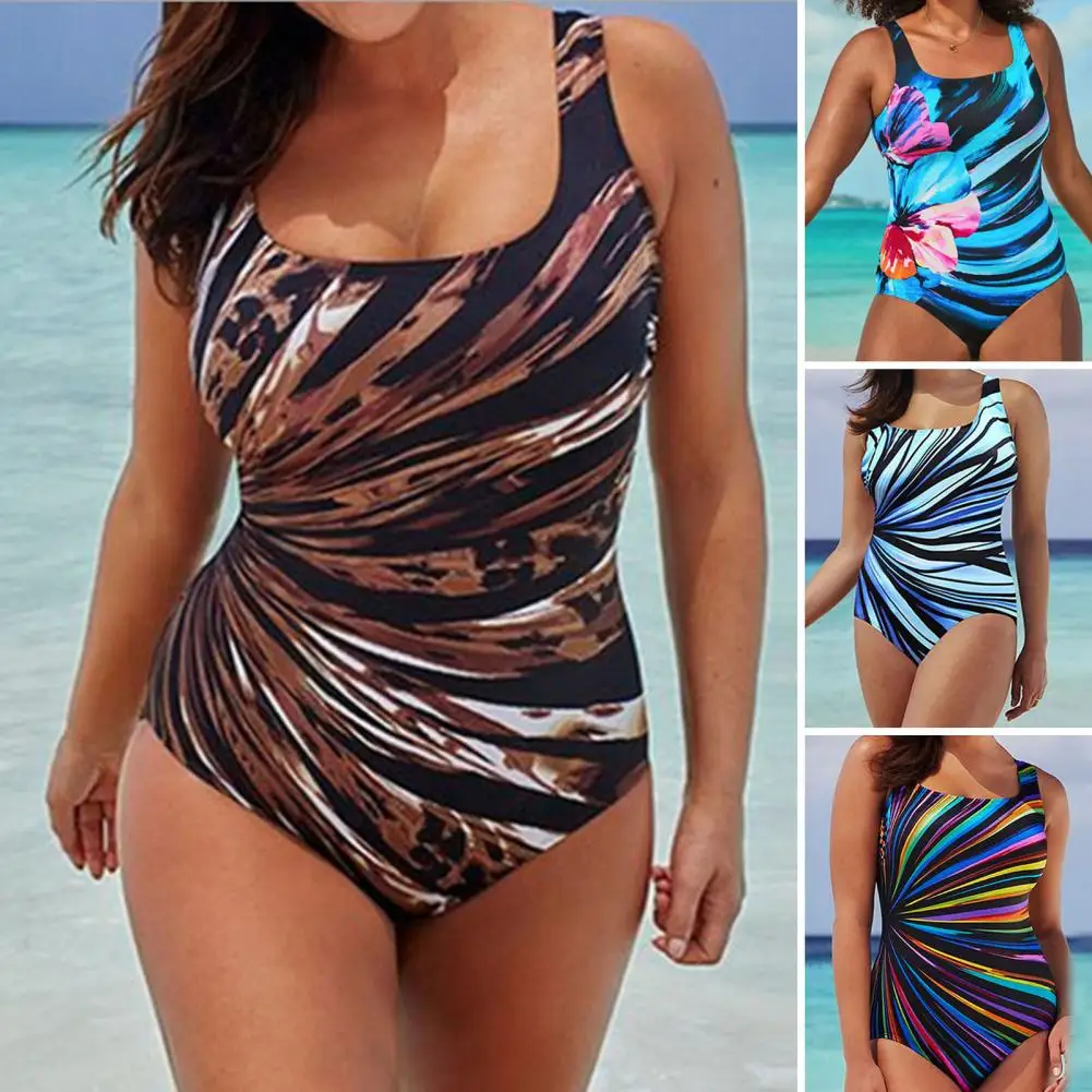 

Women Monokini One Piece Sexy Colorful Print Backless Stretchy Quick Dry Summer Female Swimsuit Beach Wear Push Up Bathing Suit