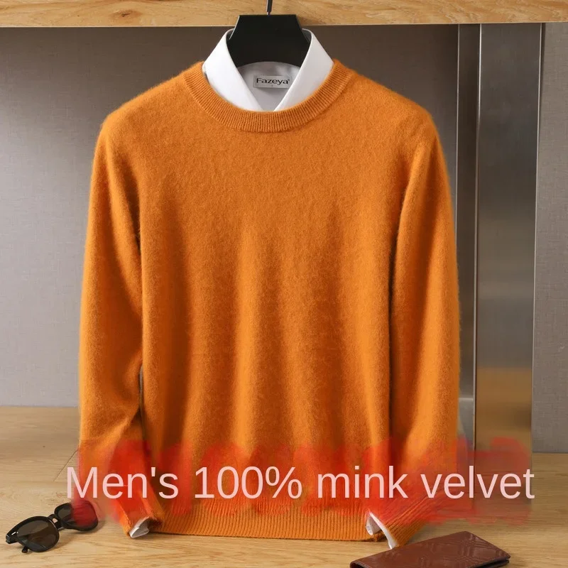 2024 Men's 100% Pure Mink Cashmere Sweater Round Neck Pullover Casual Knitting Warm Long Sleeve High-End Flat Business Top Men
2024 Men's 100% Pure Mink Cashmere Sweater Round Neck Pullover Casual Knitting Warm Long Sleeve High-End Flat Business Top Men