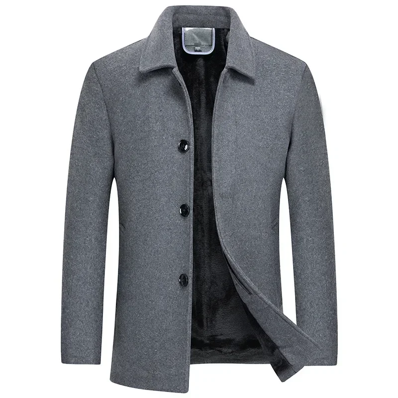 

Зимнее мужское деловое шерстяное пальто, модное плотное шерстяное пальто на пуговицах, Мужская шерстяная куртка оверсайз Xxxl 4xl, повседневное Смешанное пальто для мальчиков