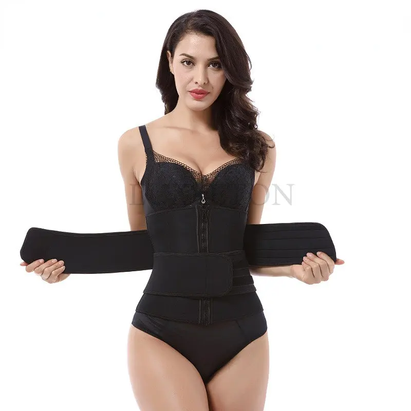 

9 Steel Bones Latex Waist Trainer 6 Rows of Buttons Storm Sweat Coating Corset Belly Slim Belt Body Shaper Corset Waist Trainer