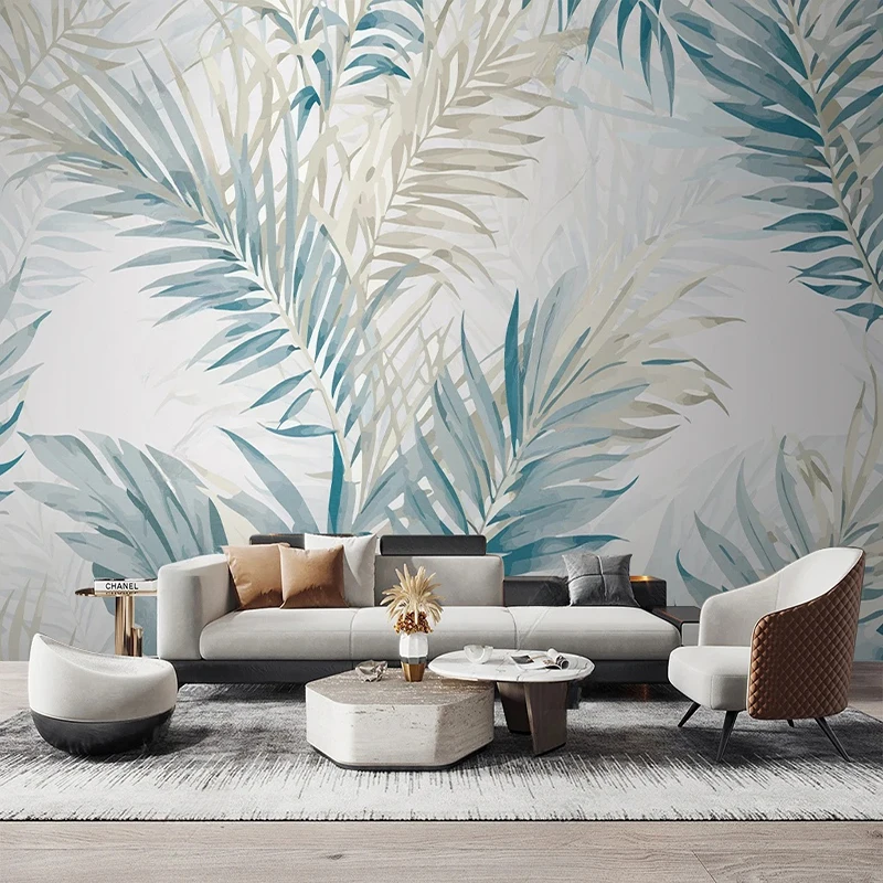 

Custom Any Size Mural Wallpaper Hand Painted Fresh Plant Leaves Wall Paper Living Room TV Sofa Bedroom Home Decor 3D Fresco