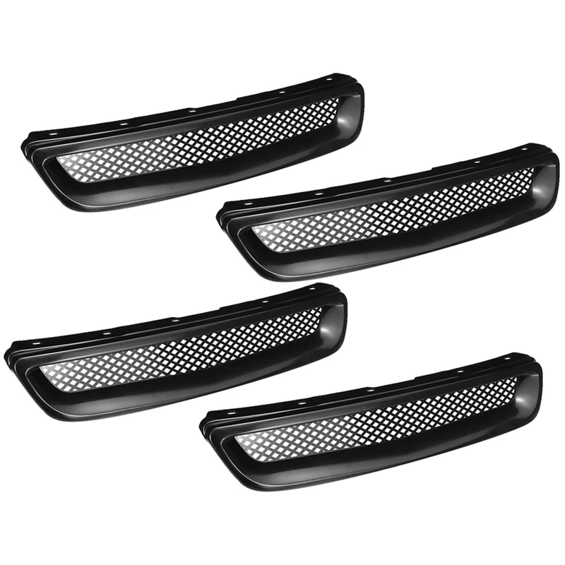 

4X ABS Black Car Front Bumper Hood Grill Grille Cover Trim For Honda Civic EK CX DX EX HX LX Type R 1996 1997 1998