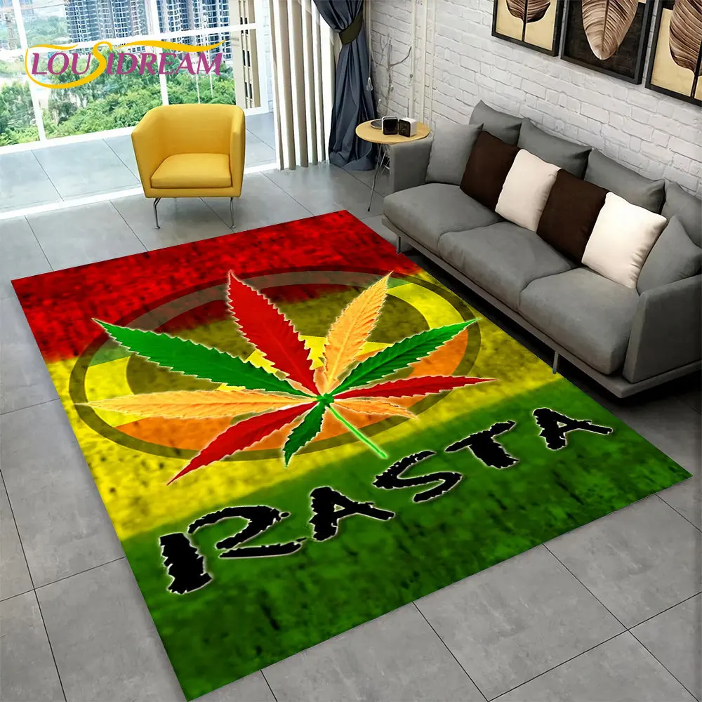 

Reggae Music Jamaican Style Maple Leaf Area Rug,Carpet Rug for Living Room Bedroom Sofa Doormat Decor,Kitchen Non-slip Floor Mat