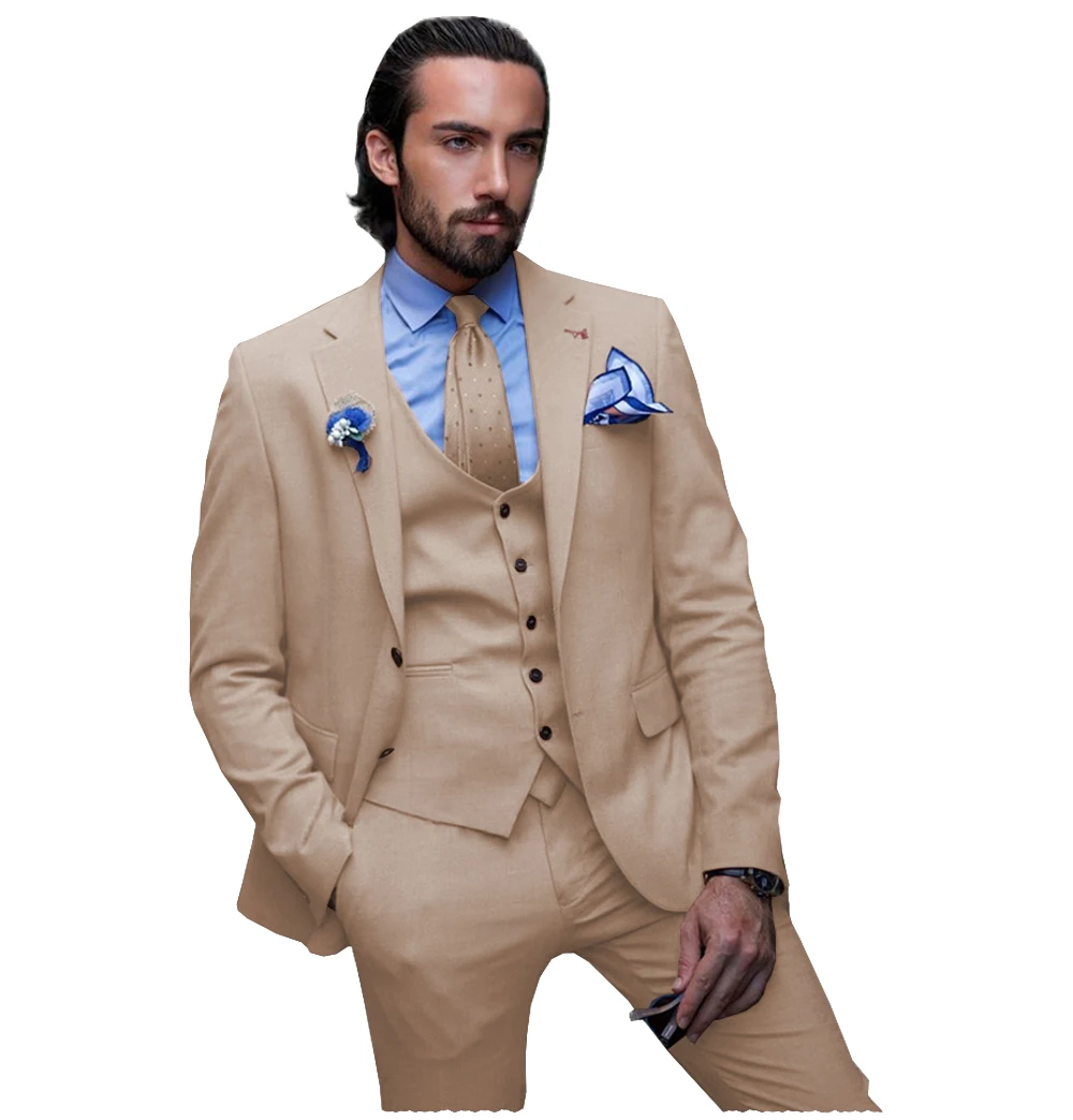 

Design Men Suits 3 Pieces Blazer Business Prom Party Suit Jacket+Vest+Pant Sets Tuxedos For Men trajes de hombre