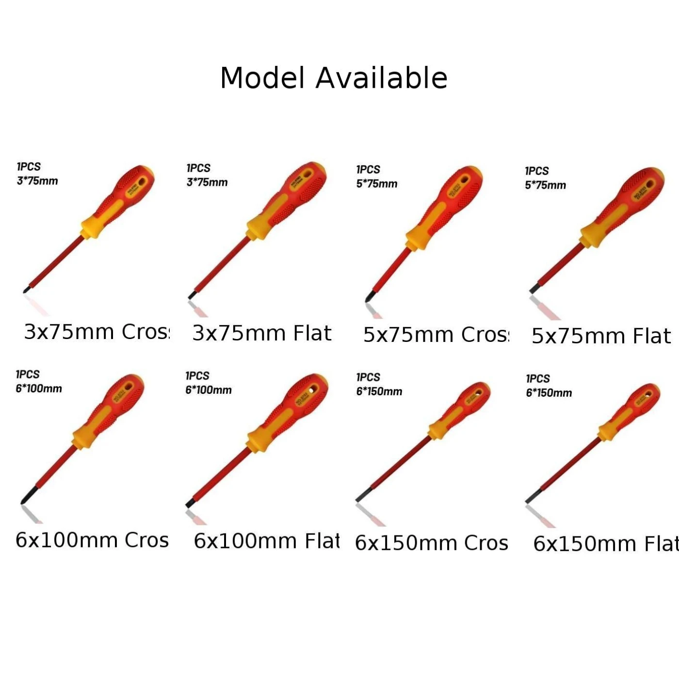 Electrician Screwdriver Flat/Cross Head Hand Tool Insulated Milling Shank Vanadium steel 1000V Carpentry Electrical
Electrician Screwdriver Flat/Cross Head Hand Tool Insulated Milling Shank Vanadium steel 1000V Carpentry Electrical