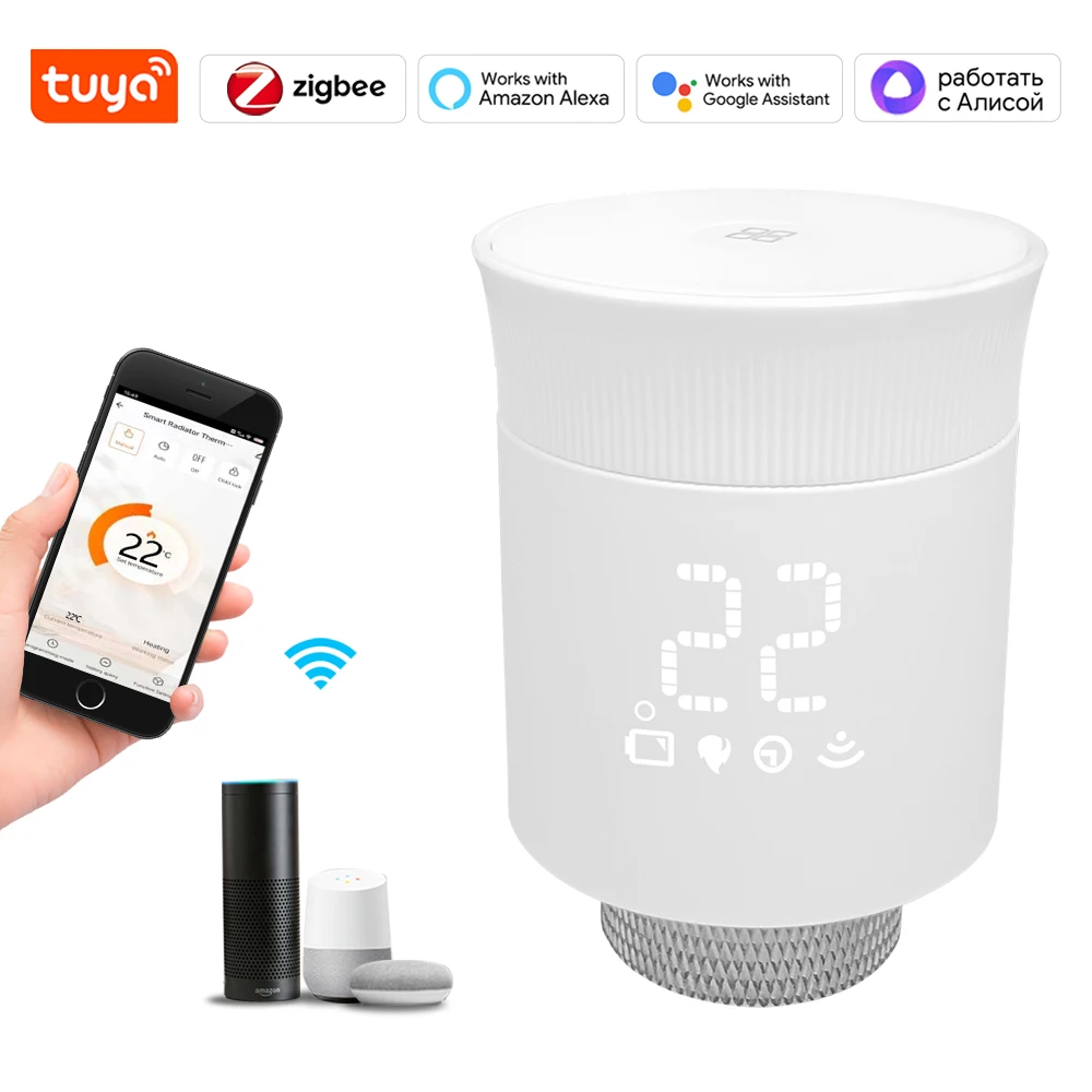 

Tuya Zigbee Smart LIfe TRV Thermostat Thermostatic Radiator Valve Heating Radiator Temperature Controller Google Home Alexa