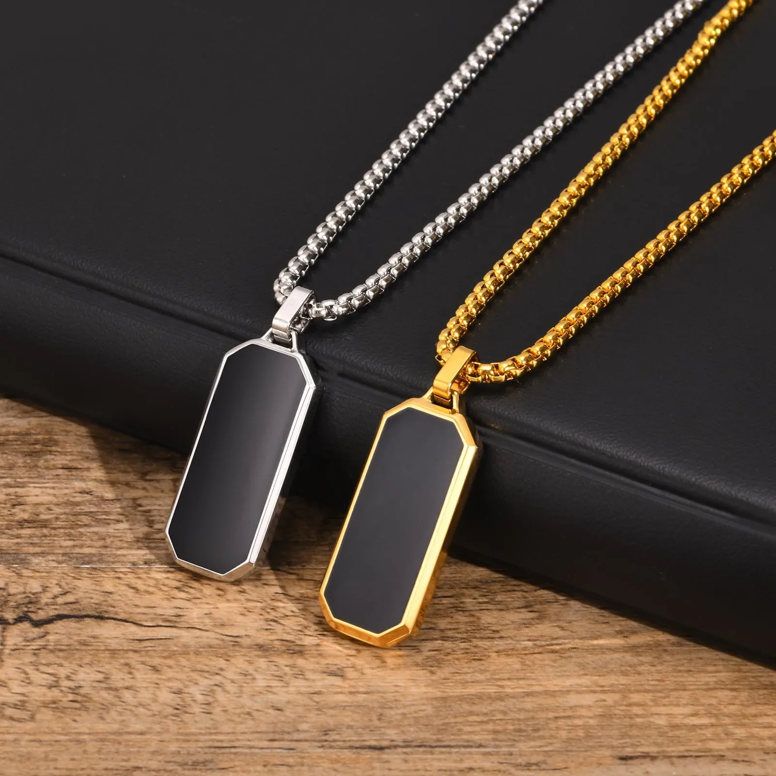 CHUANGCHENG Personality Geometric Simplicity Drop Glue Hanging Tag Smooth Plain Stainless Steel Pendant Men's Necklace
CHUANGCHENG Personality Geometric Simplicity Drop Glue Hanging Tag Smooth Plain Stainless Steel Pendant Men's Necklace
