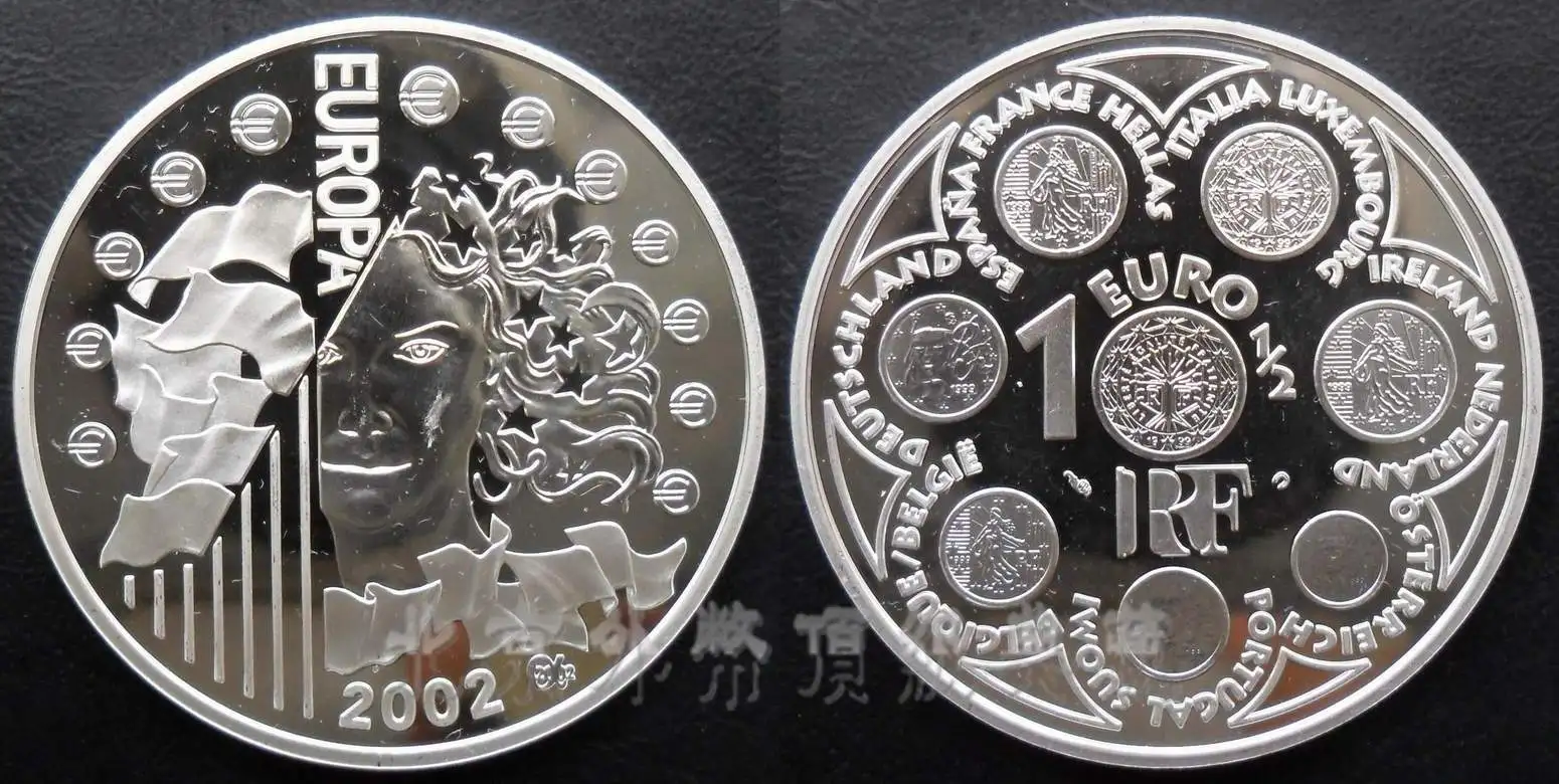 

Французская монета Европы 2002, средняя Монета 1,5 евро, изысканная памятная Серебряная монета