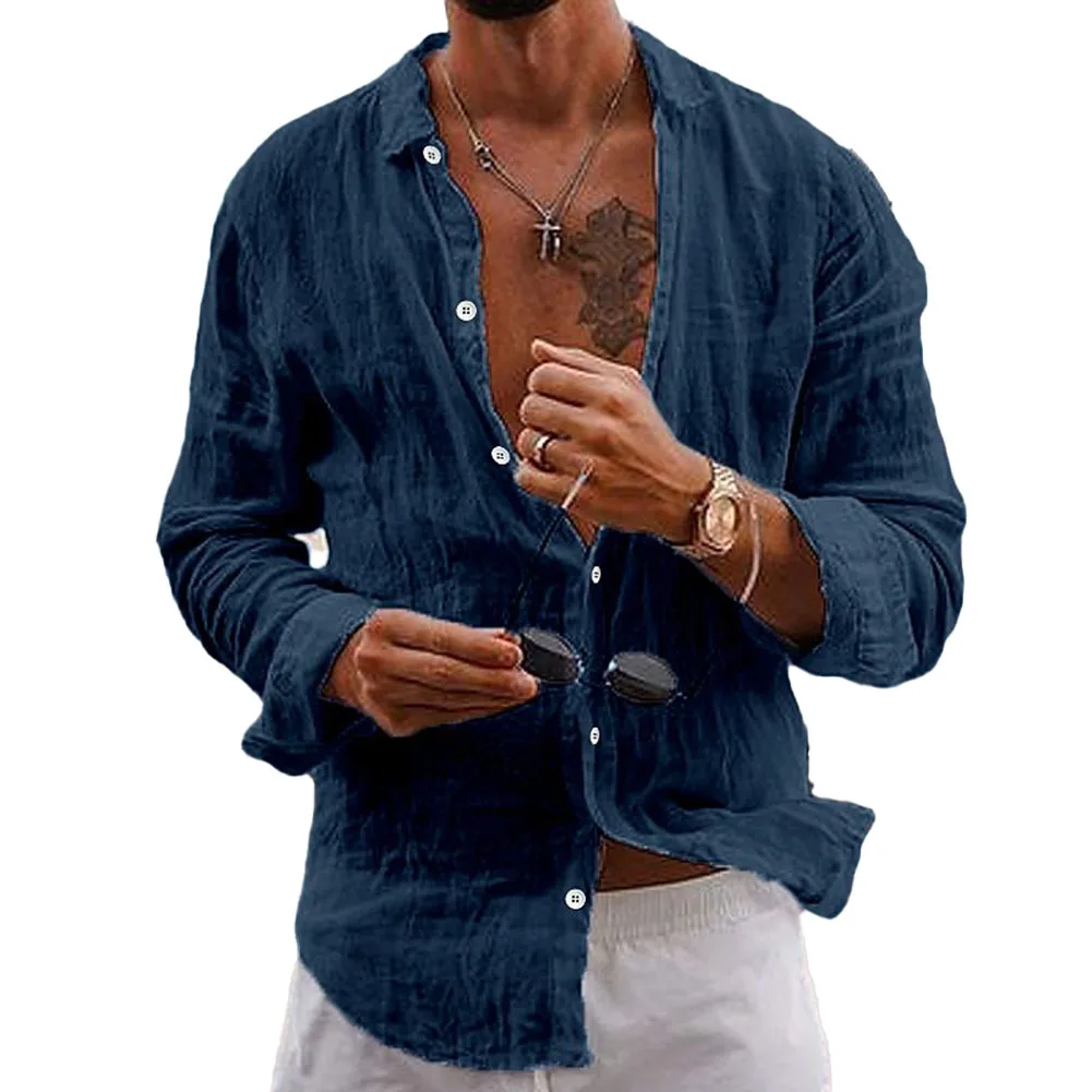 Spring Autumn Men's Casual Cotton Linen Long Sleeve Solid Color Loose Shirts And Blouse Handsome Tops Shirt Clothing
Spring Autumn Men's Casual Cotton Linen Long Sleeve Solid Color Loose Shirts And Blouse Handsome Tops Shirt Clothing