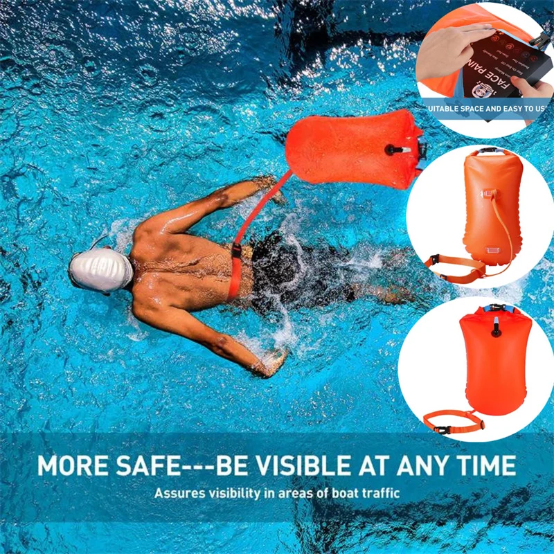 20L Inflatable Open Swimming Buoy Tow Float Dry Bag Double Air Bag With Waist Belt For Swimming Water Sport Storage Safety Bag
20L Inflatable Open Swimming Buoy Tow Float Dry Bag Double Air Bag With Waist Belt For Swimming Water Sport Storage Safety Bag