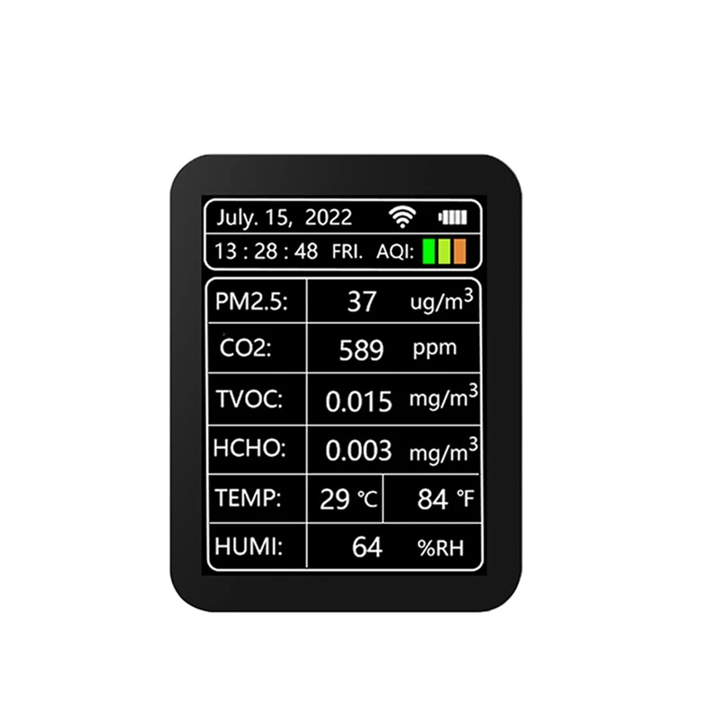 8 In 1 CO2 Meter Digital Temp Humidity Tester Carbon Dioxide PM2.5 TVOC HCHO Detector Wifi Air Quality Monitor
8 In 1 CO2 Meter Digital Temp Humidity Tester Carbon Dioxide PM2.5 TVOC HCHO Detector Wifi Air Quality Monitor