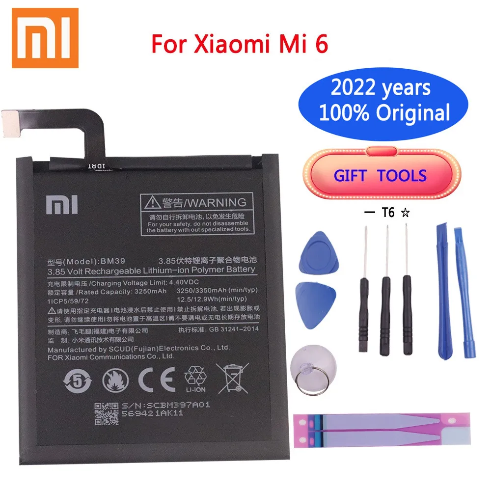 2022 years BM39 Xiaomi Original Phone Battery For Xiaomi Mi 6 Mi6 3250mAh Mobile Phone Replacement Battery Free Tools
2022 years BM39 Xiaomi Original Phone Battery For Xiaomi Mi 6 Mi6 3250mAh Mobile Phone Replacement Battery Free Tools