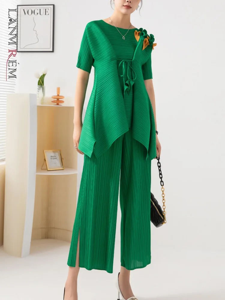 LANMREM 2 Pieces Pleated Set Women 2024 Summer Drawstring Loose Irregular Top With Wide Leg Pants Female Elegant Clothing 2R4730
LANMREM 2 Pieces Pleated Set Women 2024 Summer Drawstring Loose Irregular Top With Wide Leg Pants Female Elegant Clothing 2R4730