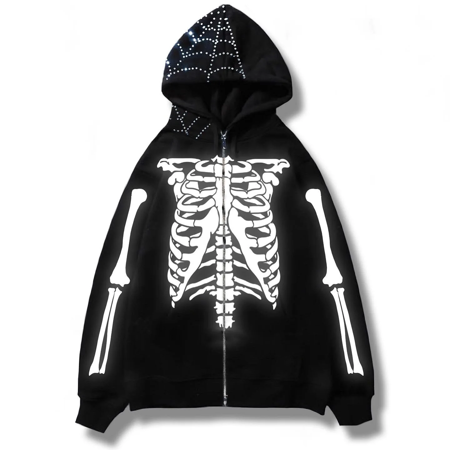 

Mens Techwear Streetwear Skull Tracksuit Skeleton Hoodies Y2K Vintage Cardigan Spider Hoodie Oversized Zip Up Hooded Sweatshirt