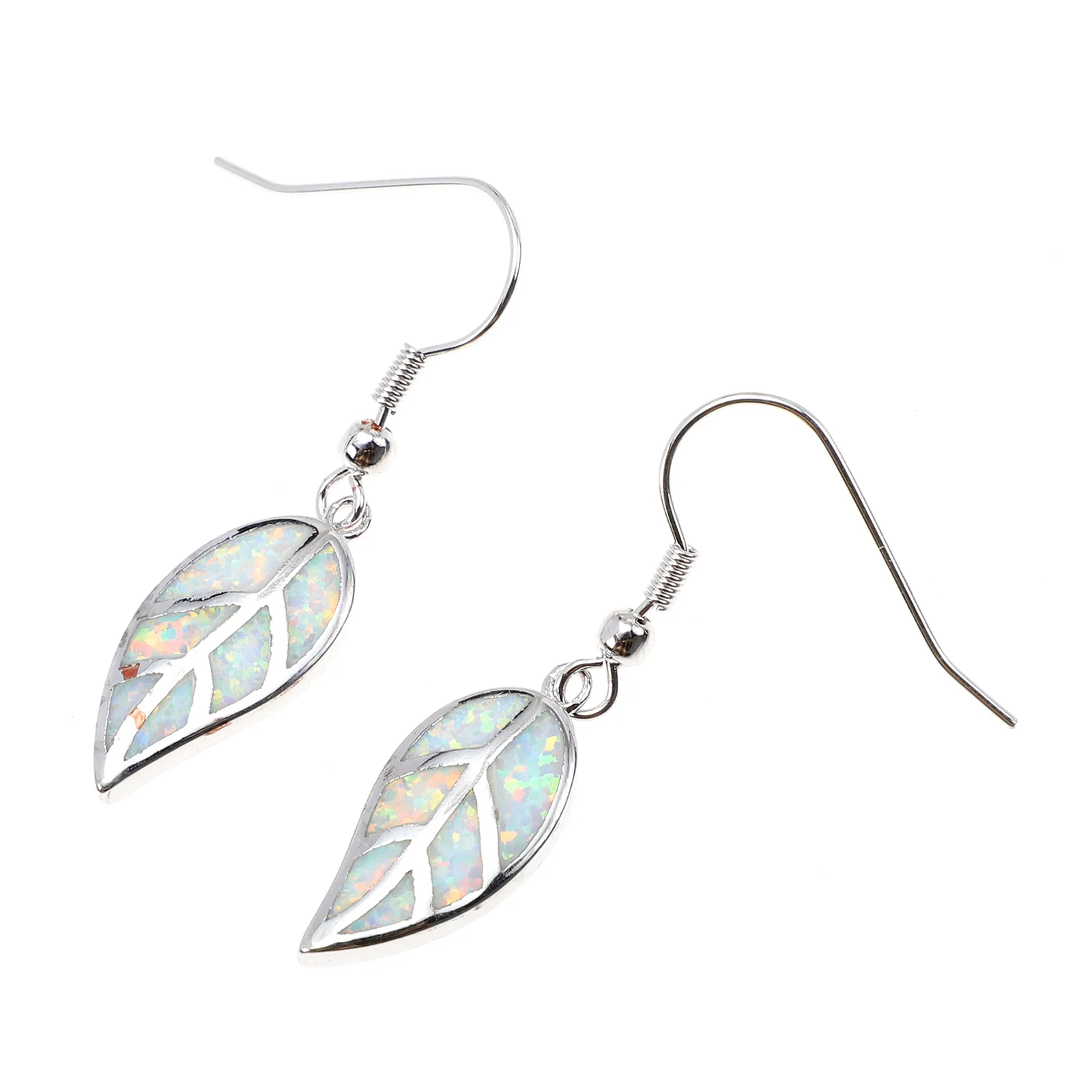 

Earrings Opal Maple Leaf for Women Dangle Western Style Girls Drop White Jewelry