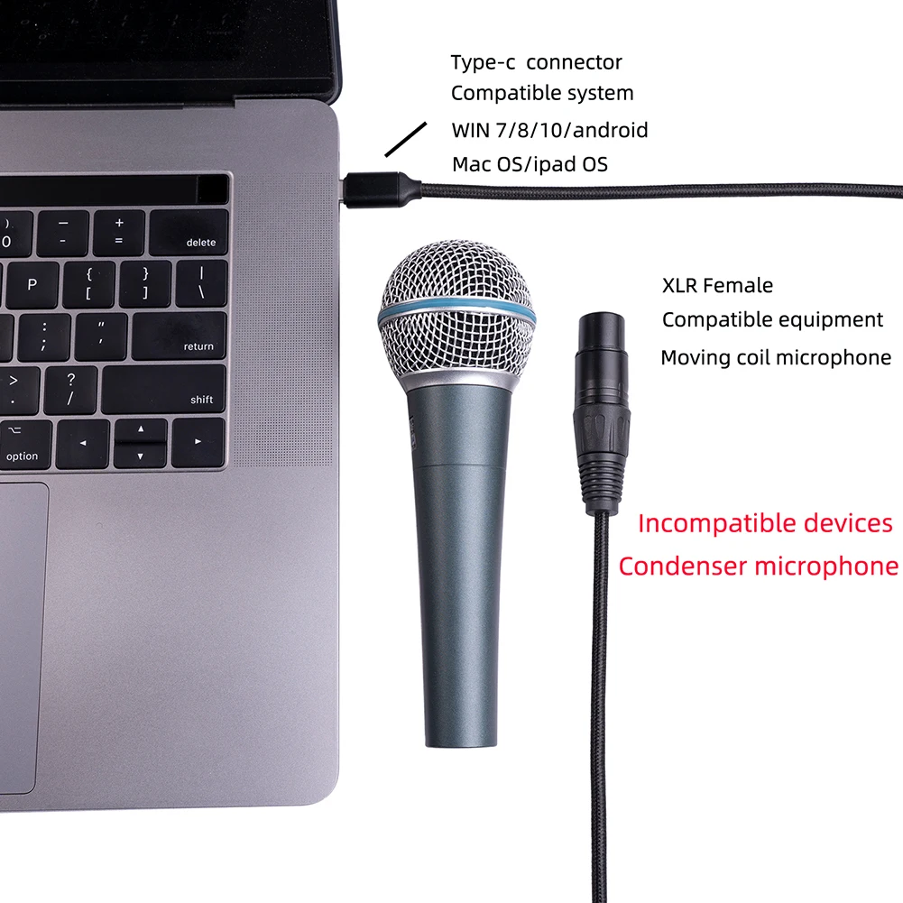 Type-C Male To XLR 3 Pin Female Microphone Audio Cable SNR 82dB Mic Adapter Cord Connector Line For Mixer Amplifier Speaker
Type-C Male To XLR 3 Pin Female Microphone Audio Cable SNR 82dB Mic Adapter Cord Connector Line For Mixer Amplifier Speaker