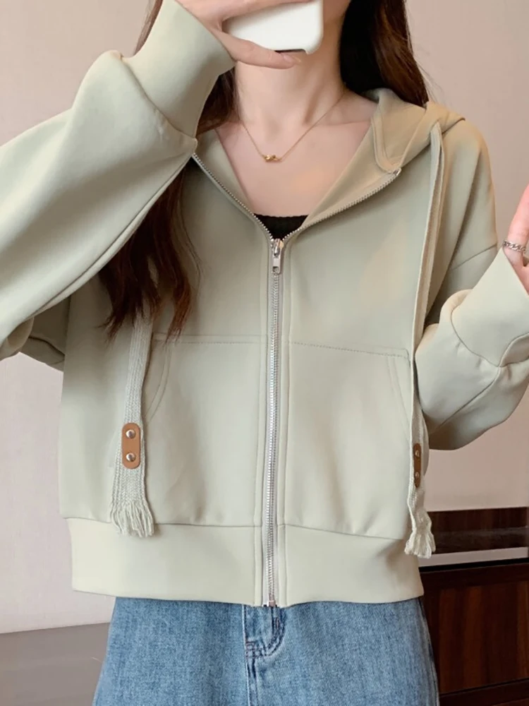 Autumn Leisure Ladies Sports Hoodie Oversized Long Sleeve Zipper Cardigans Hooded Tops Solid Simple Short Jackets Women
Autumn Leisure Ladies Sports Hoodie Oversized Long Sleeve Zipper Cardigans Hooded Tops Solid Simple Short Jackets Women