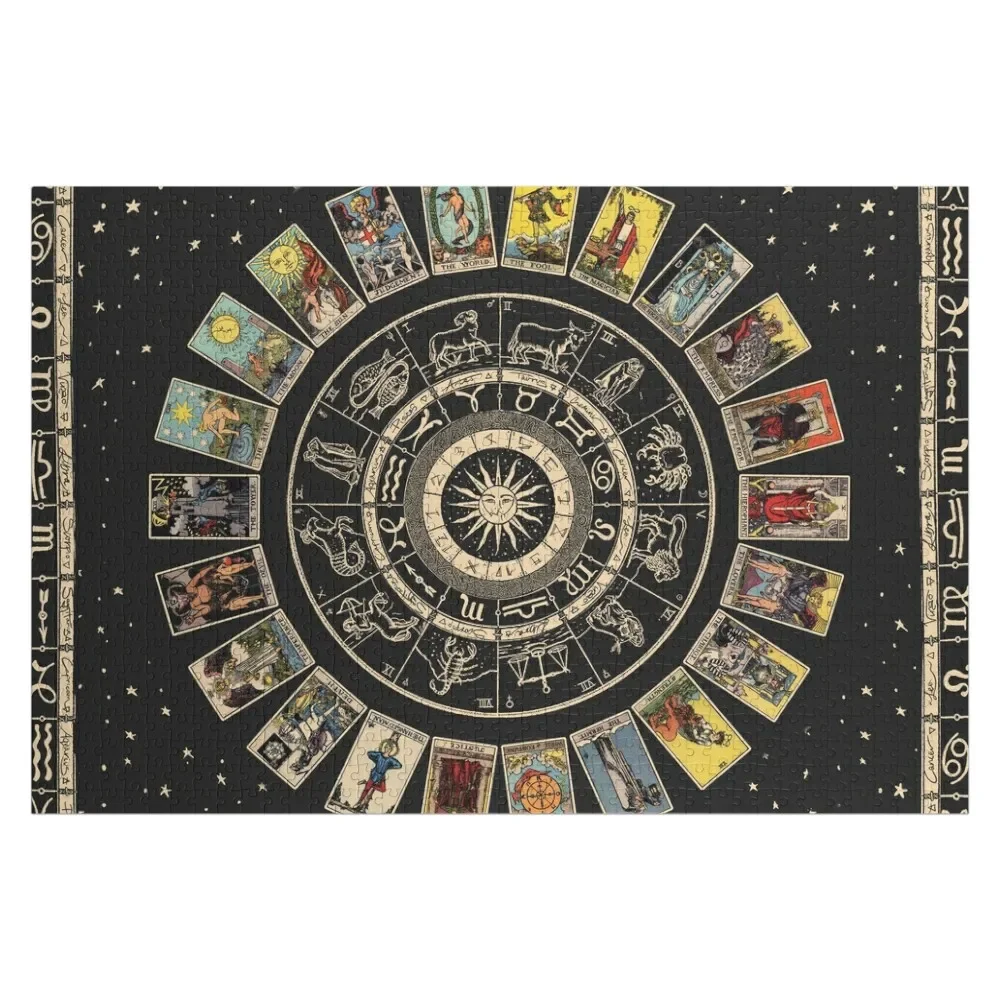 

Колесо знака зодиака, астрологическая схема и мажорный Таро Аркана головоломка весы моторы пазл