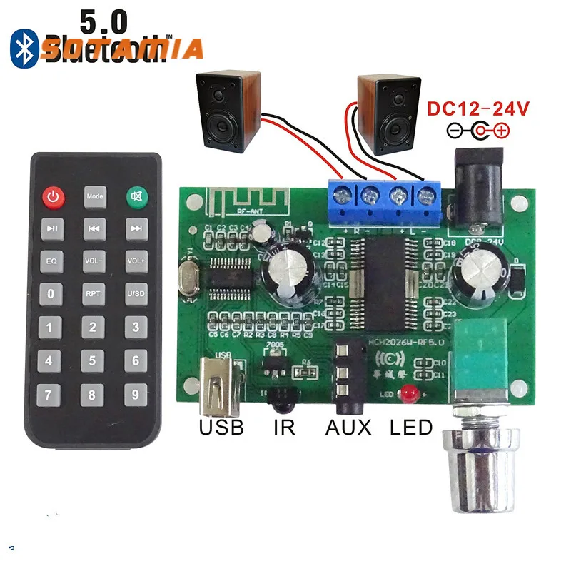 SOTAMIA Bluetooth 5.0 Power Amplifier Board 2×26W Stereo Sound Amplifiers AUX USB Decoder Amplificador Speaker Home Audio Amp
SOTAMIA Bluetooth 5.0 Power Amplifier Board 2×26W Stereo Sound Amplifiers AUX USB Decoder Amplificador Speaker Home Audio Amp