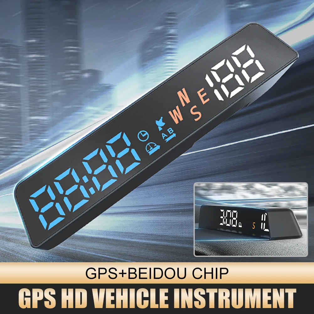 

Автомобильный GPS-дисплей HUD, цифровой спидометр на приборной панели с отображением времени и высоты, сигнализация превышения скорости, автомобильные электронные аксессуары