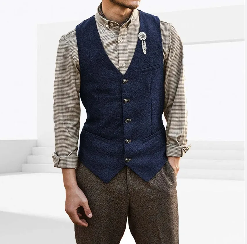 Henringbone Dark Blue Men Vest Black Business Casual V Neck For Wedding Groom Banquet Work Tuxedo Set Men Coatwaist
Henringbone Dark Blue Men Vest Black Business Casual V Neck For Wedding Groom Banquet Work Tuxedo Set Men Coatwaist