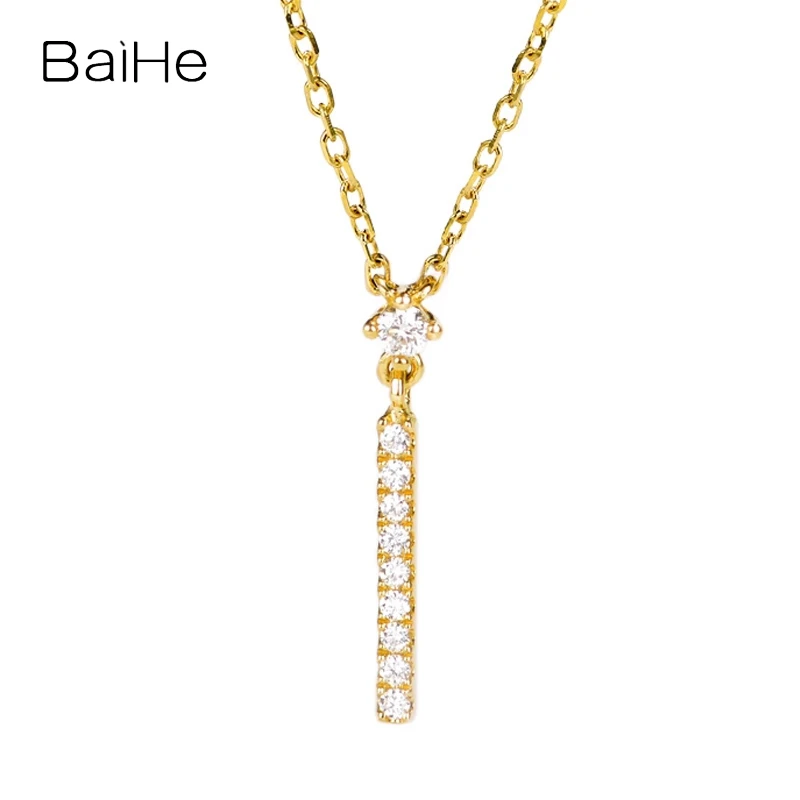 

Ожерелье BAIHE из 18-каратного желтого золота с натуральными бриллиантами 0,07 карат H/SI для женщин и мужчин, модные ювелирные украшения из драгоценных камней