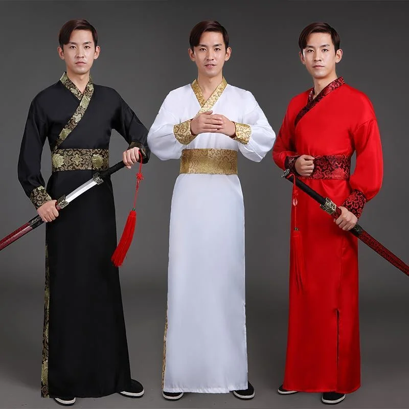 

Мужская стандартная Китайская одежда, мужской костюм ханьфу в старинном стиле, праздничный наряд, одежда для выступления на сцене, костюмы для народных танцев