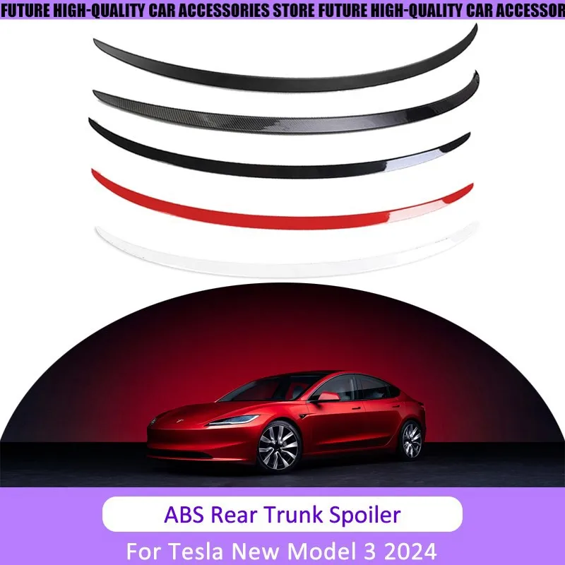 

For Tesla 2024 Model 3 Highland Rear Spoiler Wings ABS Carbon Fiber Pattern Rear Trunk Tail Wing Car Styling Kits Accessories