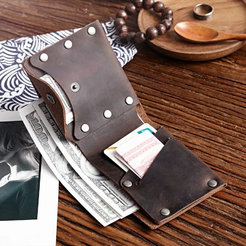 Genuine Leather Wallets for Men Handmade Vintage Crazy Horse Leather Slim Bifold Men's Wallet with Hasp Coin Pocket Coin Purse
Genuine Leather Wallets for Men Handmade Vintage Crazy Horse Leather Slim Bifold Men's Wallet with Hasp Coin Pocket Coin Purse