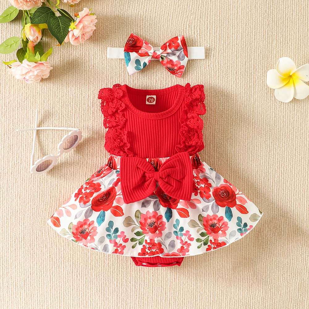 Infant Baby Girls Clothes Knitted Romper Dress Short Sleeve Bow Flower Printing Jumpsuit Outfits Summer Newborn Fashion Costume
Infant Baby Girls Clothes Knitted Romper Dress Short Sleeve Bow Flower Printing Jumpsuit Outfits Summer Newborn Fashion Costume