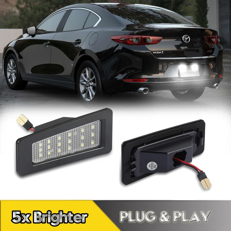 

2Pcs Canbus LED License Plate Lights Car Rear Number Lamps For Mazda3 Mazda 2 2015-2017 CX-3 2015-2021 18SMD White OEM#B45A51270
