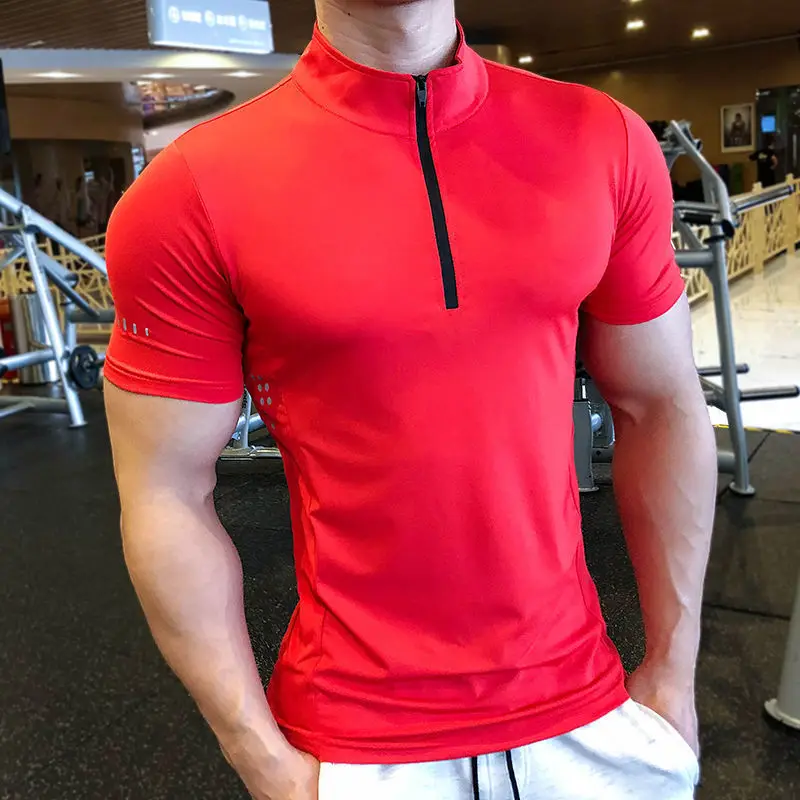 

Мужская компрессионная футболка для бега с коротким рукавом, спортивный топ для тренажерного зала, быстросохнущие повседневные футбольные рубашки, Джерси, футболка для фитнеса и баскетбола, футболки