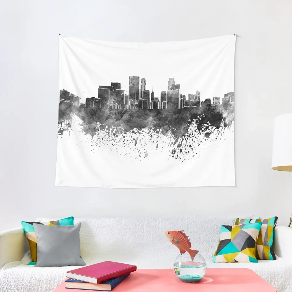 

Minneapolis skyline in black watercolor on white background Tapestry Wall Hanging Decor Room Decor Cute House Decor Tapestry