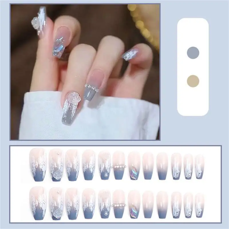 

Коробка для накладных ногтей натуральный темперамент Французский ногтей простой короткий стиль акриловые классические накладные ногти с клеем для девочек