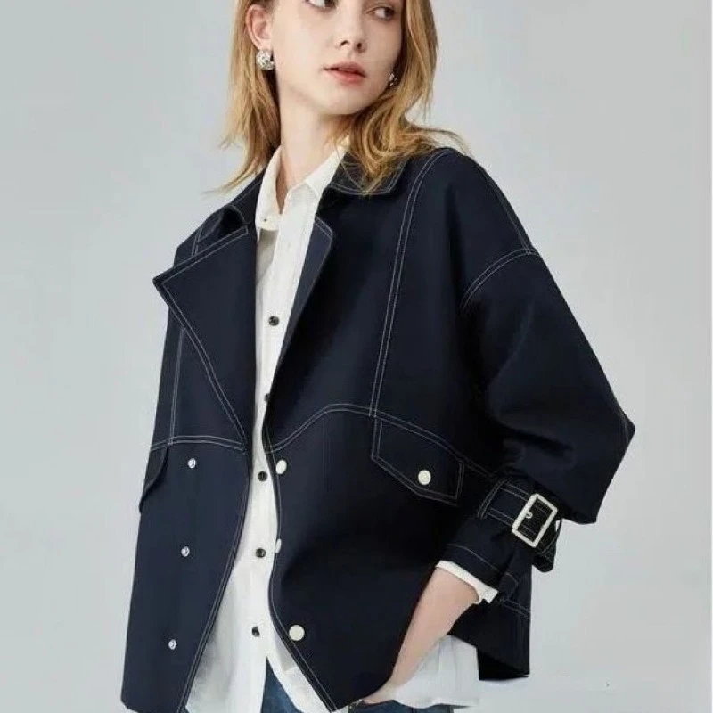 Luxury Brand Spring Autumn Women Coat Cropped Jacket Windbreaker Suit Collar Business Streetwear Loose Tops High Quality Clothes 
Luxury Brand Spring Autumn Women Coat Cropped Jacket Windbreaker Suit Collar Business Streetwear Loose Tops High Quality Clothes