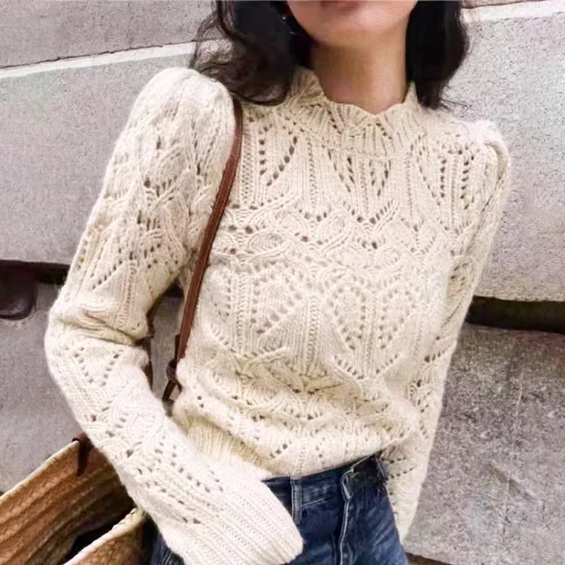 2023 early spring design sense wool milk waxy three-dimensional hollow out flower collar knitted women's sweater
2023 early spring design sense wool milk waxy three-dimensional hollow out flower collar knitted women's sweater