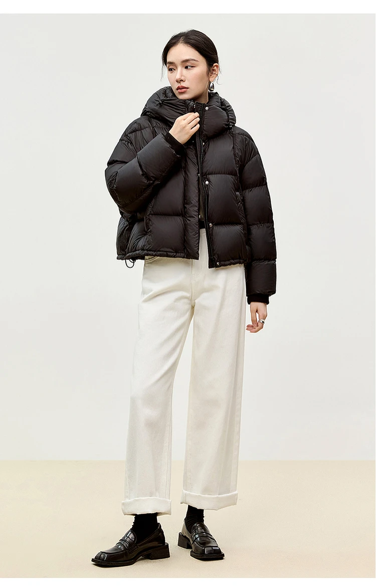 SENTUBILA Hooded Puffer Down Coat for Women 2024 Winter Lightweight Warmth 90% White Duck Down Short Jacket Outerwear W44Y55965 SENTUBILA Hooded Puffer Down Coat for Women 2024 Winter Lightweight Warmth 90% White Duck Down Short Jacket Outerwear W44Y55965