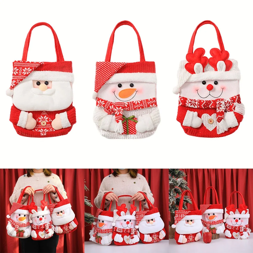

Рождественские подарочные пакеты 1 шт. 23x28x2 см, сумки для конфет, сумка-тоут для пожилых людей с изображением снеговика, лося, Рождественское украшение, новый год 2024
