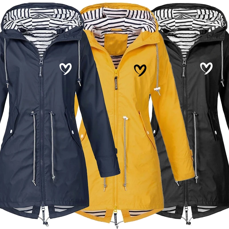 

Женская модная Всесезонная уличная Водонепроницаемая дождевая куртка, Повседневная Свободная ветрозащитная куртка с капюшоном, ветровка для альпинизма, куртка