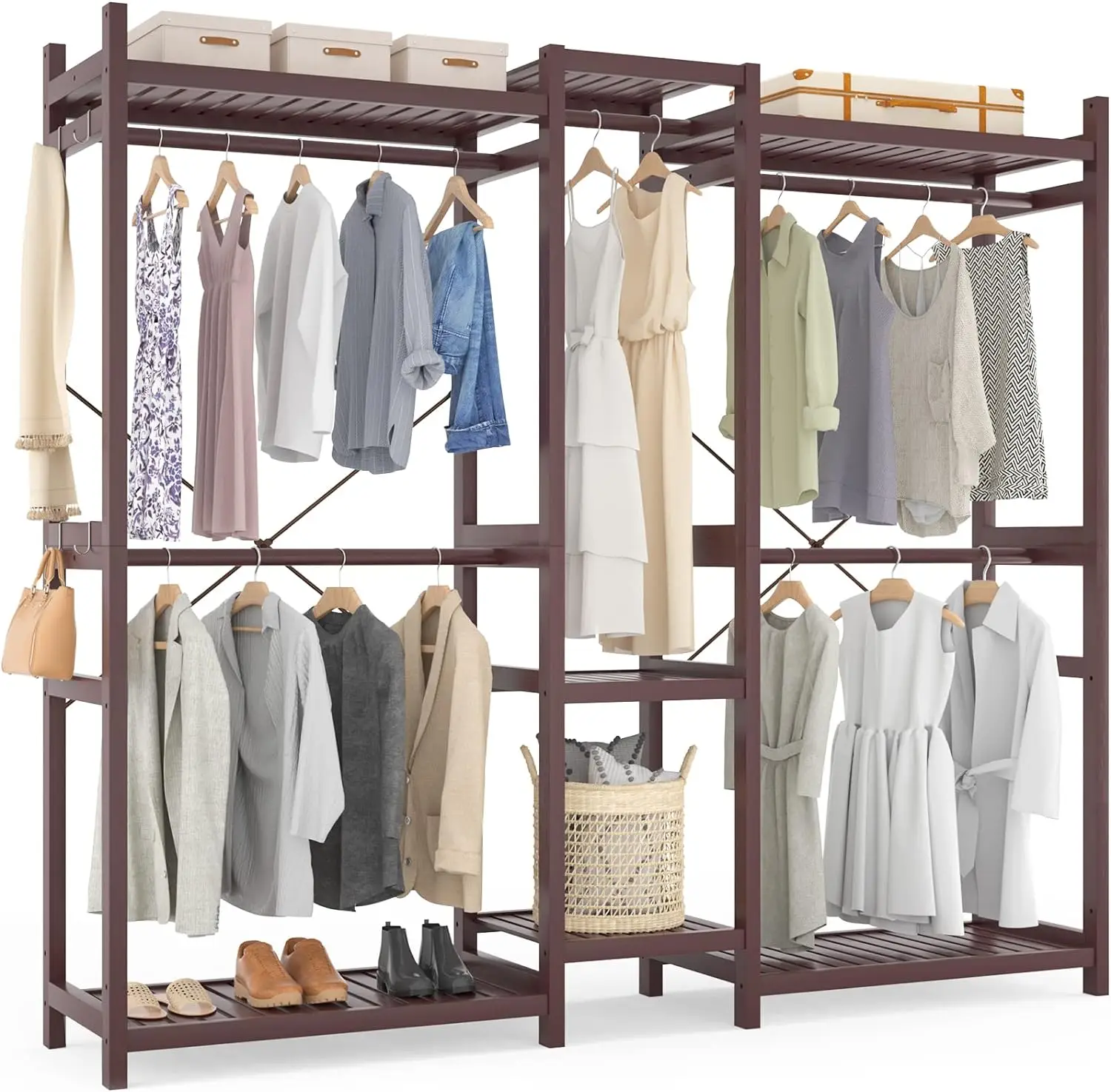New 2024 Large Bamboo Closet System Clothes Rack, Freestanding Garment Rakc with 5 Hanging Rods, 7 Open Shelves | USA | HOT
New 2024 Large Bamboo Closet System Clothes Rack, Freestanding Garment Rakc with 5 Hanging Rods, 7 Open Shelves | USA | HOT